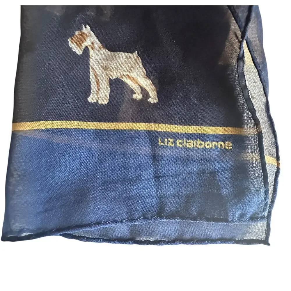 Liz Claiborne Dog Scarf Womens Blue Vintage Rectangle Lightweight